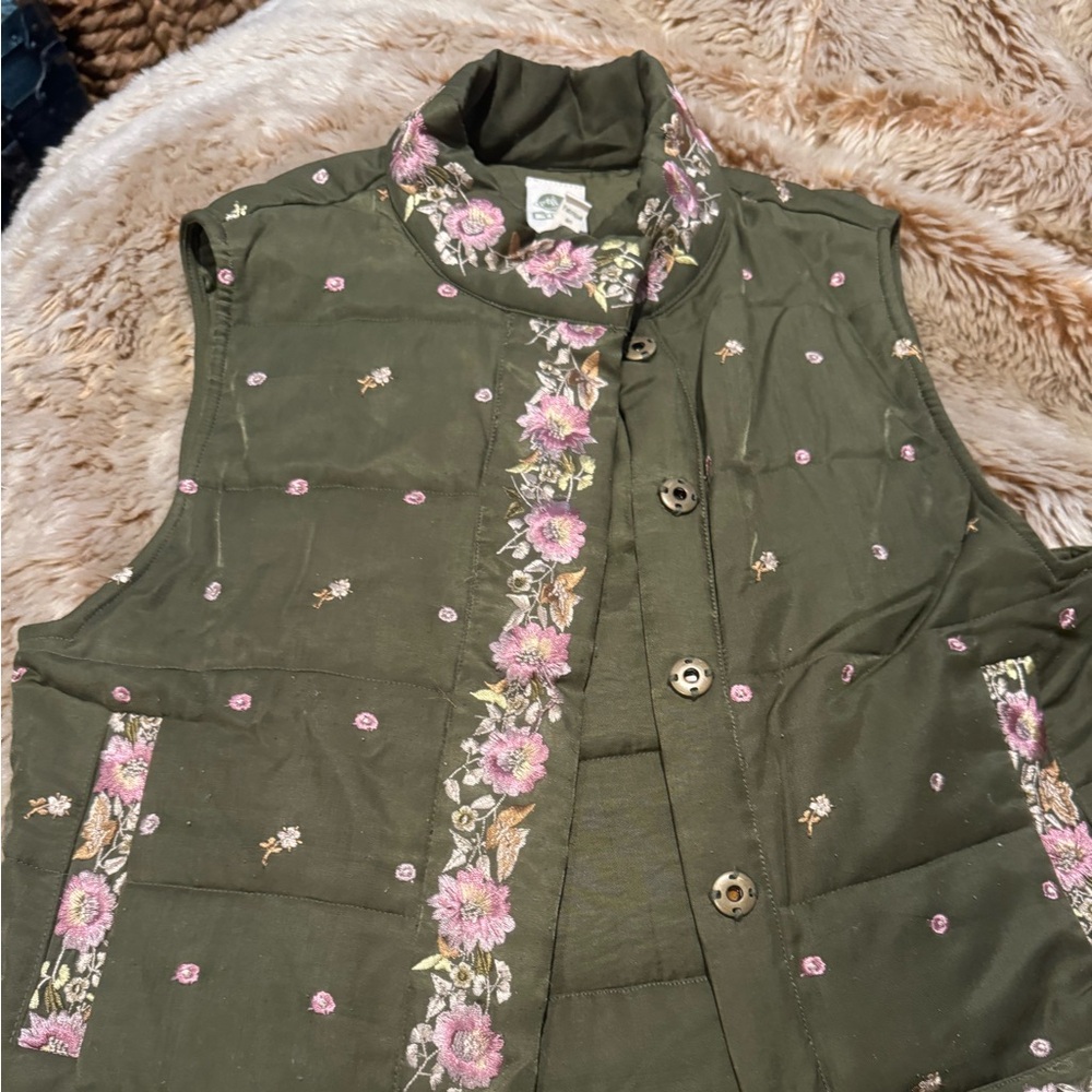 NWT Cottage core Flower Embroidery vest Anthropology XS